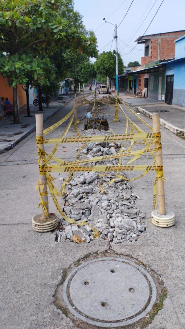 Iniciaron obras de reposición en redes de alcantarillado sanitario en la carrera 13 entre calle 7 y 8 Barrio San Luis y Sector del Descole de la Cruz