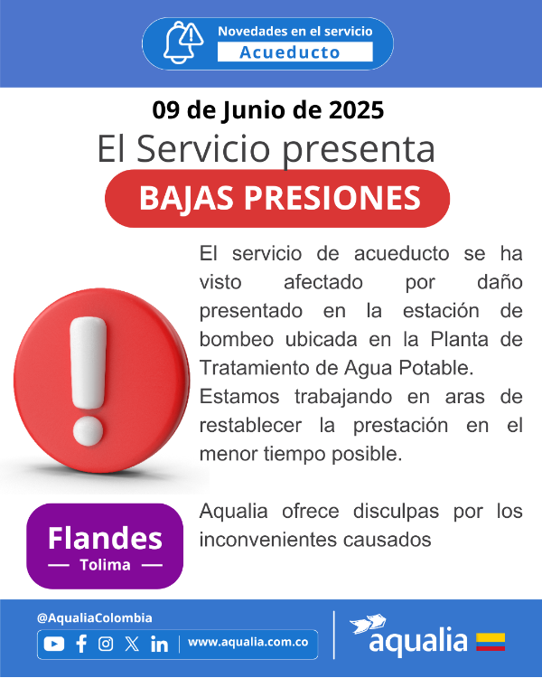 Bajas de presiones por daño en estación de bombeo