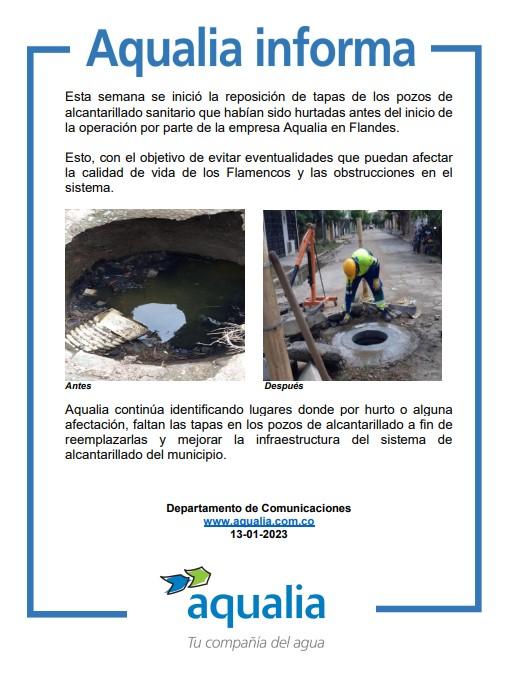 Aqualia Flandes inició la instalación y reposición de tapas de alcantarillado sanitario