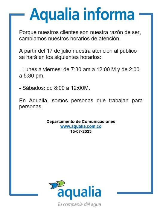 Nuevo horario de atención al cliente en Flandes/Tolima