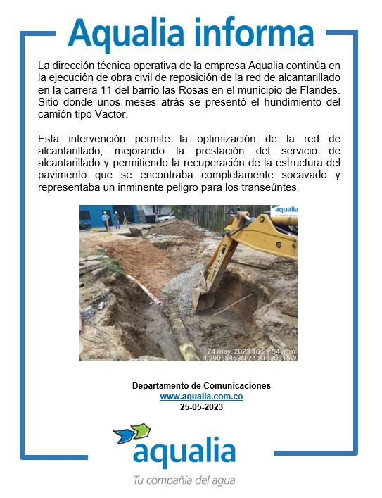 Avance de obra  Reposición de la red de alcantarillado en la carrera 11 del barrio las Rosas 