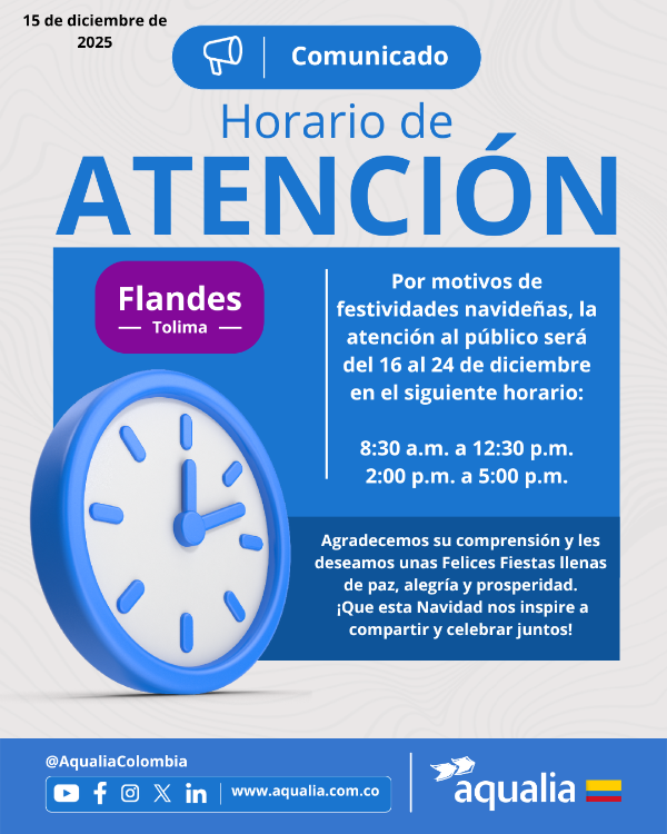 Horario de atención en Flandes del 16 al 24 de diciembre de 2025