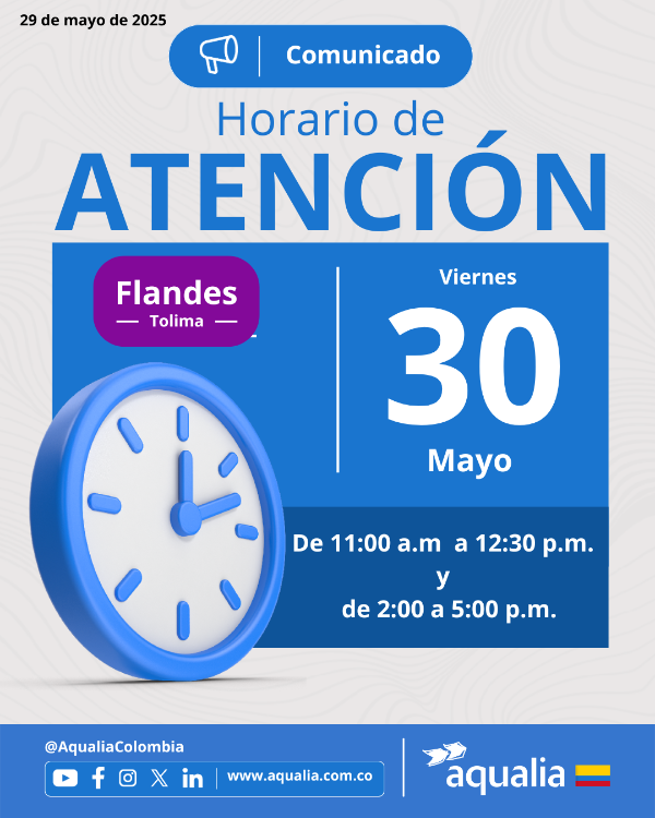 Horario de atención para este 30 de mayo en Flandes