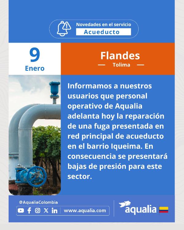 Novedades en la prestación del servicio de acueducto de Flandes