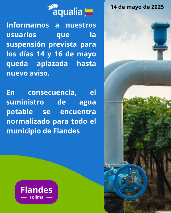 Servicio de acueducto se encuentra normalizado en Flandes