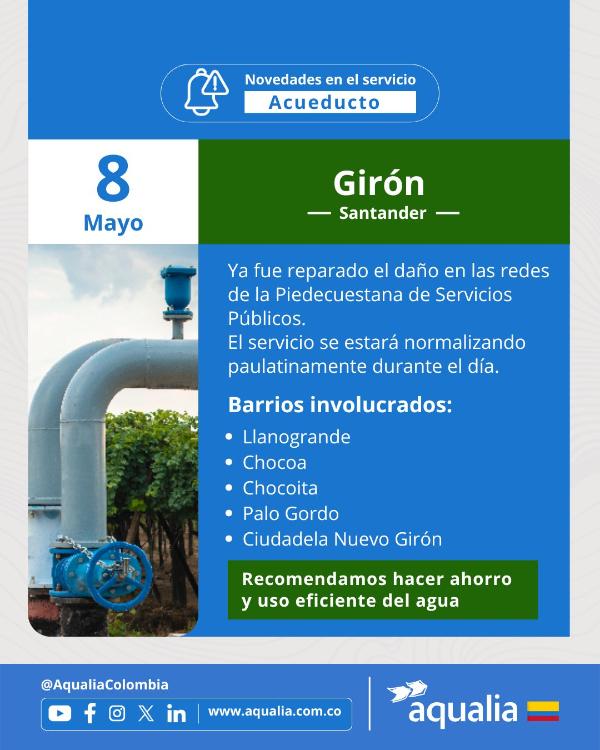 Se normaliza paulatinamente el servicio tras reparación del daño en las redes de terceros