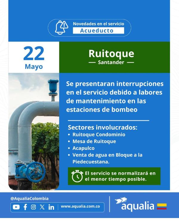 SE INTERRUMPE EL SERVICIO DEBIDO A LABORES DE MANTENIMIENTO