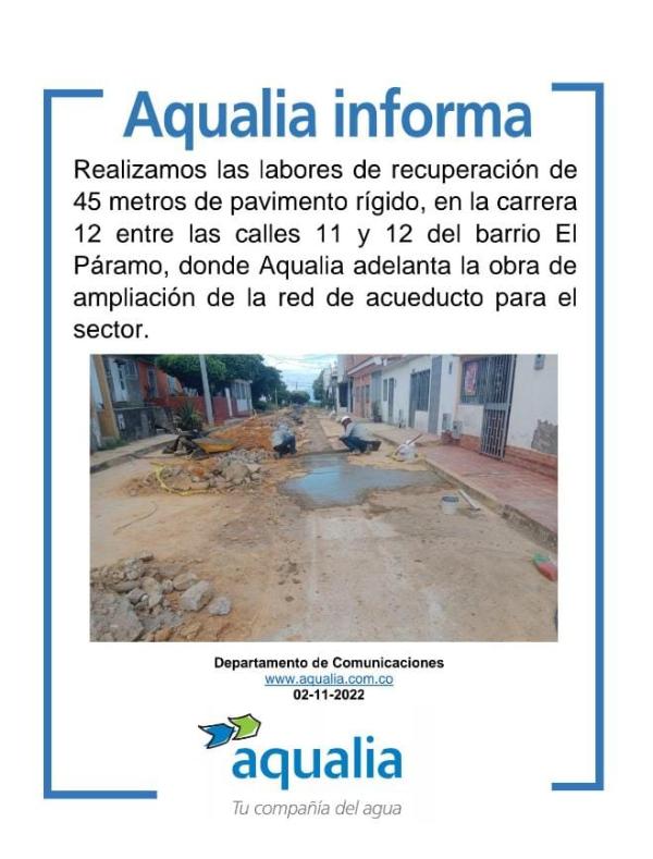 Aqualia, Villa del Rosario, Acueducto