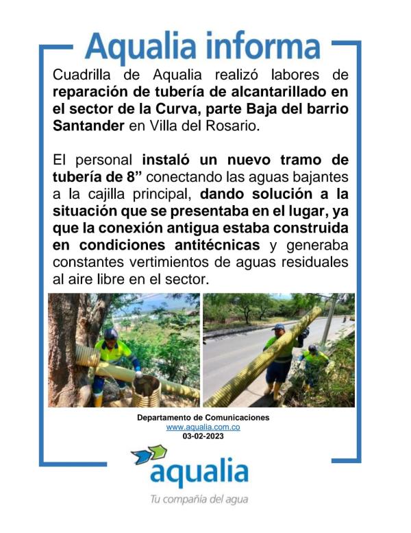 Aqualia, Villa del Rosario, Alcantarillado