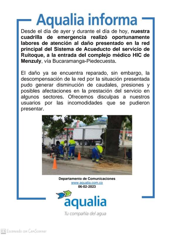 Aqualia, Ruitoque, Acueducto