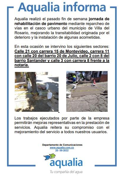 Jornada de rehabilitación de pavimento en Villa del Rosario