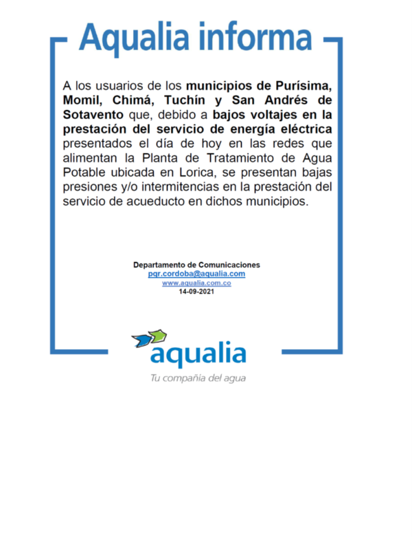 Bajas presiones en los municipios de la zona norte